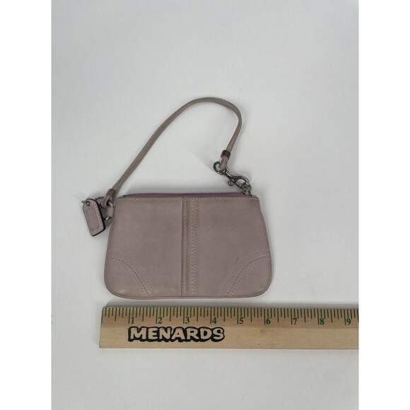 COACH Blush Light Pink Leather Skinny Zipper Wristlet Wallet Logo Tag - Picture 10 of 11